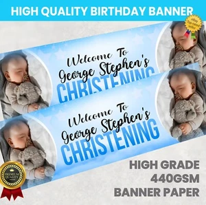 TAUFBANNER + FOTO PERSONALISIERT BELIEBIGER NAME FOTO PARTY BANNER JUNGE - Bild 1 von 4