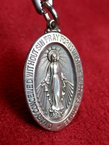 CARMELITE NUN'S LOURDES PILGRIMAGE CLASSIC STERLING CATHOLIC MIRACULOUS MEDAL - Picture 1 of 7