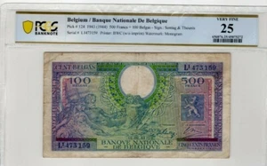 Belgium 1943 500 Francs PCGS Certified Banknote VF 25 Pick 124 - Picture 1 of 2