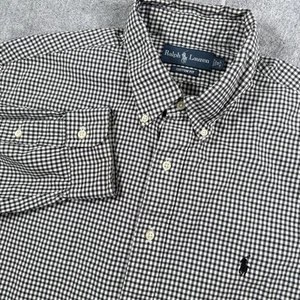 Ralph Lauren Custom Fit Men's 18 36/37 Black Plaid Long Sleeve Button Down Shirt - Picture 1 of 6