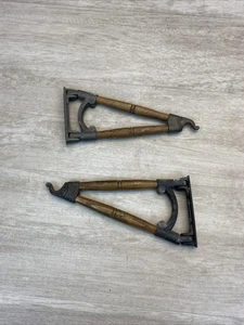 2 Swivel Vtg 1970s Plant Hook OAK Wood Metal 7.5" Lantern Lamp Wall Hanger Decor - Picture 1 of 9