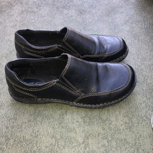 BORN B.O.C Womens Loafers Size 8.5 M Black Pebble Leather Slip-On Shoes Flats - Picture 1 of 15