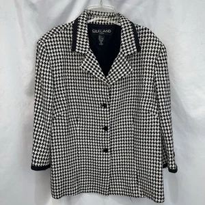 Silkland Sakko Damen Größe 16 Hahnentritt schwarz-weiß Seide 3 Knöpfe "  - Bild 1 von 4