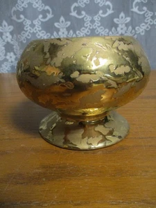 Weinende Gold Keramik Fuß Schale strukturiert Wirbel Design Swetye Salem, Ohio - Bild 1 von 7