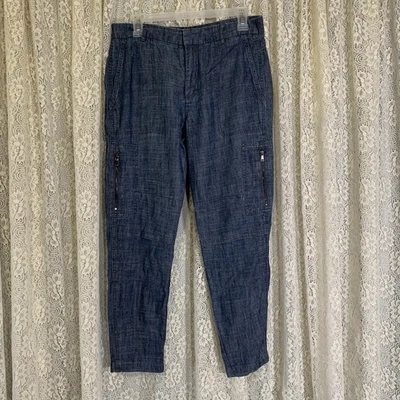 Pantalones cargo recortados VINCE de lino mezcla Lyocell en azul cambray talla 28 Foto 1 de 4