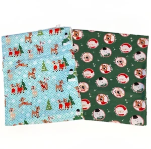 Tela de algodón con licencia de reno nariz roja Rudolph the Red azul y verde 1 yarda cada uno - Imagen 1 de 11