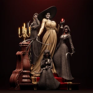 Lady Dimitrescu and her Daughters (500mm)/3D Printed/Unpainted/Unassembled - Foto 1 di 10