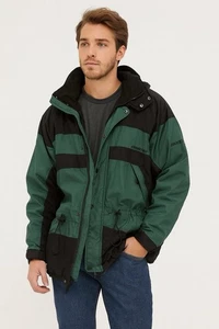 Abrigo de esquí Edelweiss para hombre GRANDE verde negro nailon claro con capucha chaqueta de snowboard - Imagen 1 de 7