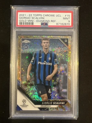 2021-22 Topps Chrome Giorgio Scalvini Gold Mini Diamonds Refractor /50 PSA 9 RC - Image 1 of 3