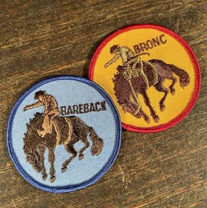 Vintage Patch Lot (2) Rodeo Cowboy Bronc Bareback Horse Patches - Picture 1 of 10