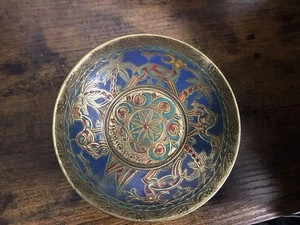 Cloisonné Bowl With Jerusalem Written In Center Of Bowl - Picture 1 of 8