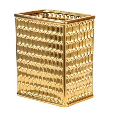 Ceramic Gold Square Trash can Waste Basket, Decorative Garbage Can for Bathro... - Image 1 of 4