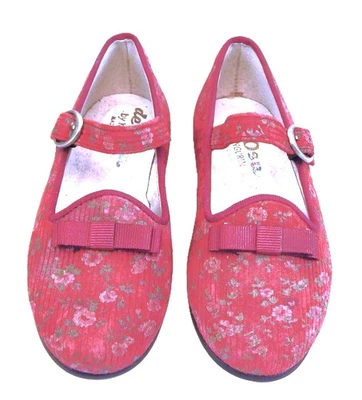 DE OSU -Spain -Girls Burgundy Red Leather Dress Bow Shoes -European -Size 7 - Image 1 of 4