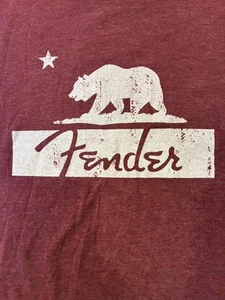 Fender Guitars California Tshirt Burgundy Size Large - Picture 1 of 2