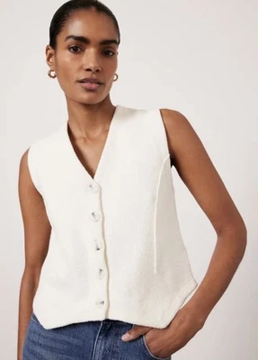 Mint Velvet Textured Knit Waistcoat in Ivory - Size S (fits UK 8-10) -worn twice - Image 1 of 4