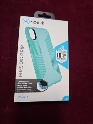 Funda Speck Presidio Grip para iPhone X - Surf Teal/Azul Mykonos Foto 1 de 3