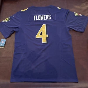 Zay Flowers Baltimore Ravens Purple Jersey Mens Large Stitched #4 - Picture 1 of 6
