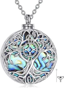 YFN Tree of Life Necklace Sterling Silver Celtic Witches Knot Urn - Picture 1 of 7