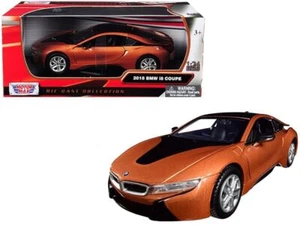 2018 BMW i8 Coupe Metallic Orange with Black Top 1/24 Diecast Model Car by Motor - Picture 1 of 1