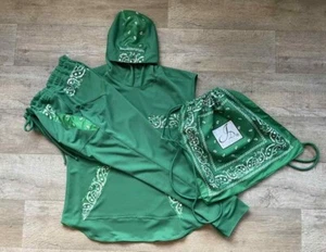 JD Fashion Herren Custom Kelly Green Bandana Trim Tank Shirt Hoodie Jogginghose Set - Bild 1 von 3