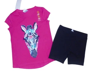 NEW Gymboree Girls Size 4 Sparkle Zebra Tee Navy Bike Shorts NWT - Picture 1 of 2
