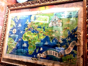 Poster Mappa Lucien Boucher 1937 Air France Roseau Aerien Mondia - Foto 1 di 3