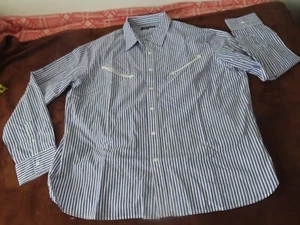 J. Peterman striped Western Shirt Long Sleeve Cowboy 2XL NWOT #2 - Picture 1 of 10