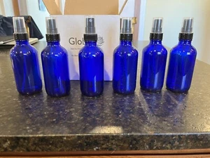 Lot of 6 Empty Cobalt Blue Glass Spray Bottle 4 oz  DIY Essential Oils Unused - Picture 1 of 14