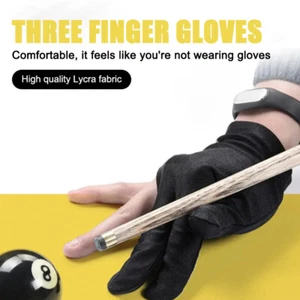 Three Fingers Full-Finger Snooker Pool Cue Billiard Glove For Left Hand Lycra - Picture 1 of 15