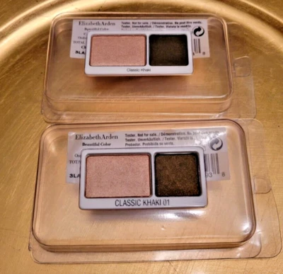 2x Elizabeth Arden Beautiful Color Eyeshadow Duo Classic Khaki Refill .11 oz - Image 1 of 2