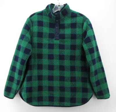Chaqueta Lands End Mujer Pequeña Pequeña Pequeña Verde Felpa Polar Pullover 1/4 A Presión Cuadros Foto 1 de 4