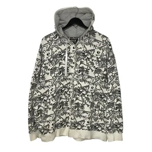 Sudadera con capucha vintage Y2K Southpole calavera y huesos estampado AOP cremallera completa XXL blanca - Imagen 1 de 11