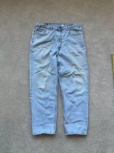 VINTAGE 90s Levis 550 36x30 Jeans Denim Blue Relaxed Fit Straight Leg Distressed - Picture 1 of 10