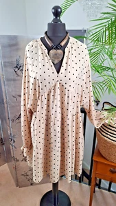 LADIES short teired polka dot dress PLUS size 20 XL Loose BOHO Festival Summer - Picture 1 of 10