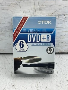 TDK DVD+R 4.7 GB 10 Pack 6 Hours Recordable Blank Discs 10 Video Disc Clear Case - Picture 1 of 6