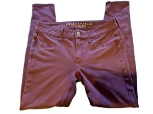 American Eagle Outfitters Women's Super Stretch Jeans Sz 4 Jegging Burgandy - Picture 1 of 6