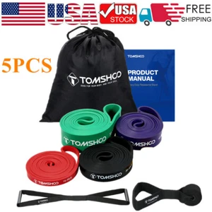 TOMSHOO 5Pcs Pull Up Assist Bands Set for Full Body Workout and Resistance M0I7 - Picture 1 of 12