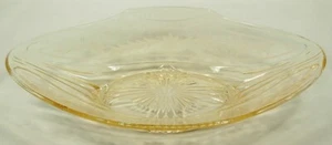 ELEGANTE DISEÑO DE PLATO DE CORTE DE PLATO DE 12" OVALADO DE VIDRIO DE LA ERA DE LA DEPRESIÓN AMARILLA - Imagen 1 de 3