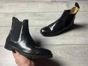 Loake Leather Chelsea Boots Cowboy Black Shoes hype vintage size 9 1/2 uk - Picture 1 of 9