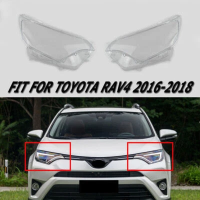 1Pair Transparent Lampshade Headlight Lens Shell Fit Toyota RAV4 2016 2017 2018 - Image 1 of 4
