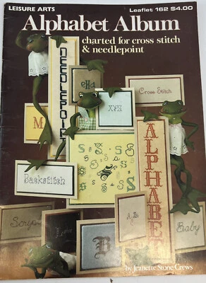 Counted Cross Stitch 1979 Leisure Arts Alphabet Album  Needlepoint Vintage #162 - Image 1 of 4
