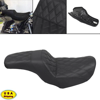 PU Black Leather Cushion Driver Passenger Seat For Harley 06-2017 FXD FXDWG Dyna - Image 1 of 4