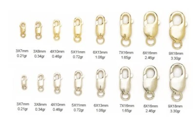 14K Solid Gold Oval Lobster Claw Clasp 14K Gold Findings Bracelet Necklaces - Image 1 of 3