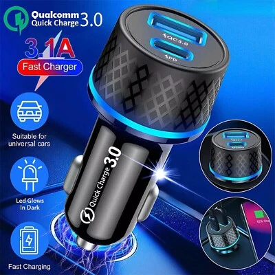 Adaptador cargador coche carga rápida PD USB-C de 2 puertos para iPhone 14 13 12 11 Samsung Foto 1 de 4