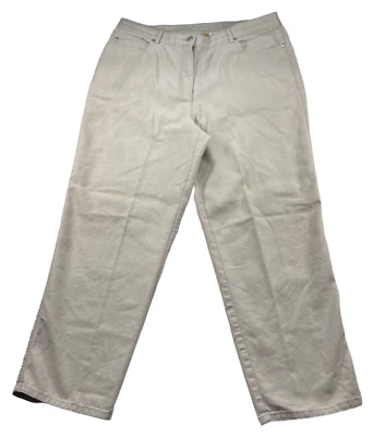 Ruby Rd Chino Pants Womens size 14 Beige Silver Shiny Metallic Ramie Blend - Image 1 of 4