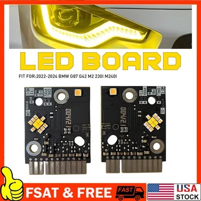 Yellow DRL LED Boards For 22-24 BMW G87 G42 M2 230i M240I Daytime Running Light - Image 1 of 4