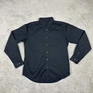 Theory Shirt Mens Large Black Button Down Long Sleeve Modern Fit Stretch Cotton - Picture 1 of 13