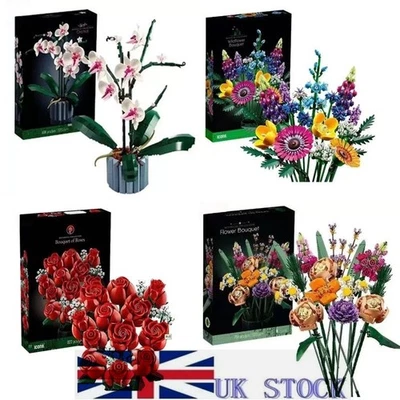 UK Wildflower Bouquet Set Artificial Flowers with Poppies Lego Bricks Display.