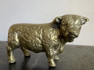 Antique Heavy 3.8kg Brass Herefordshire Bull Figure Ornament Barn Salvage c1900s - Foto 1 di 21