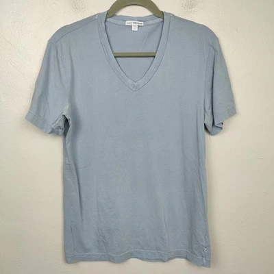 Standard James Perse Short Sleeve V-Neck T-Shirt Mens 1 Small Blue 100% Cotton - Image 1 of 4